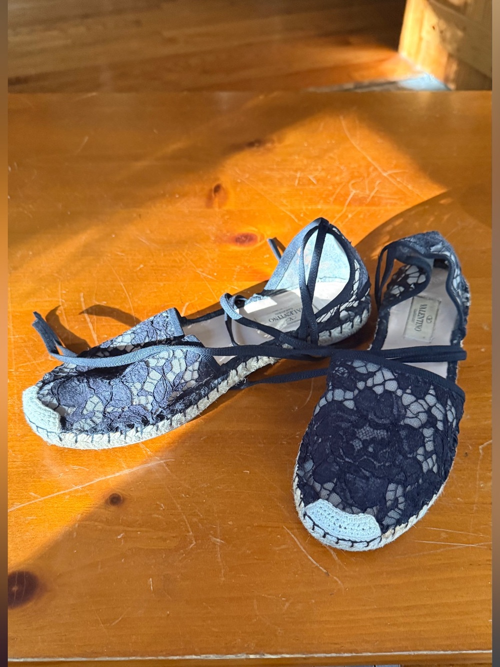 Valentino lace tie up espadrille sandals 38